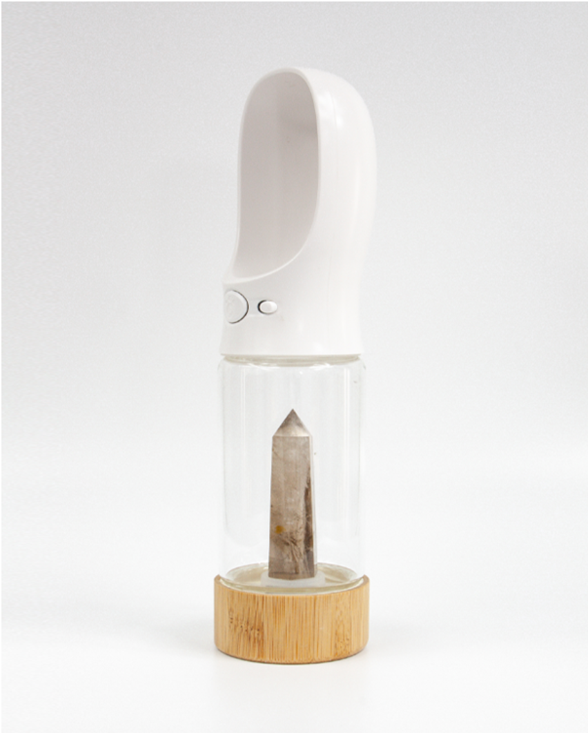 Hundetrinkflasche mit Quarzkristall